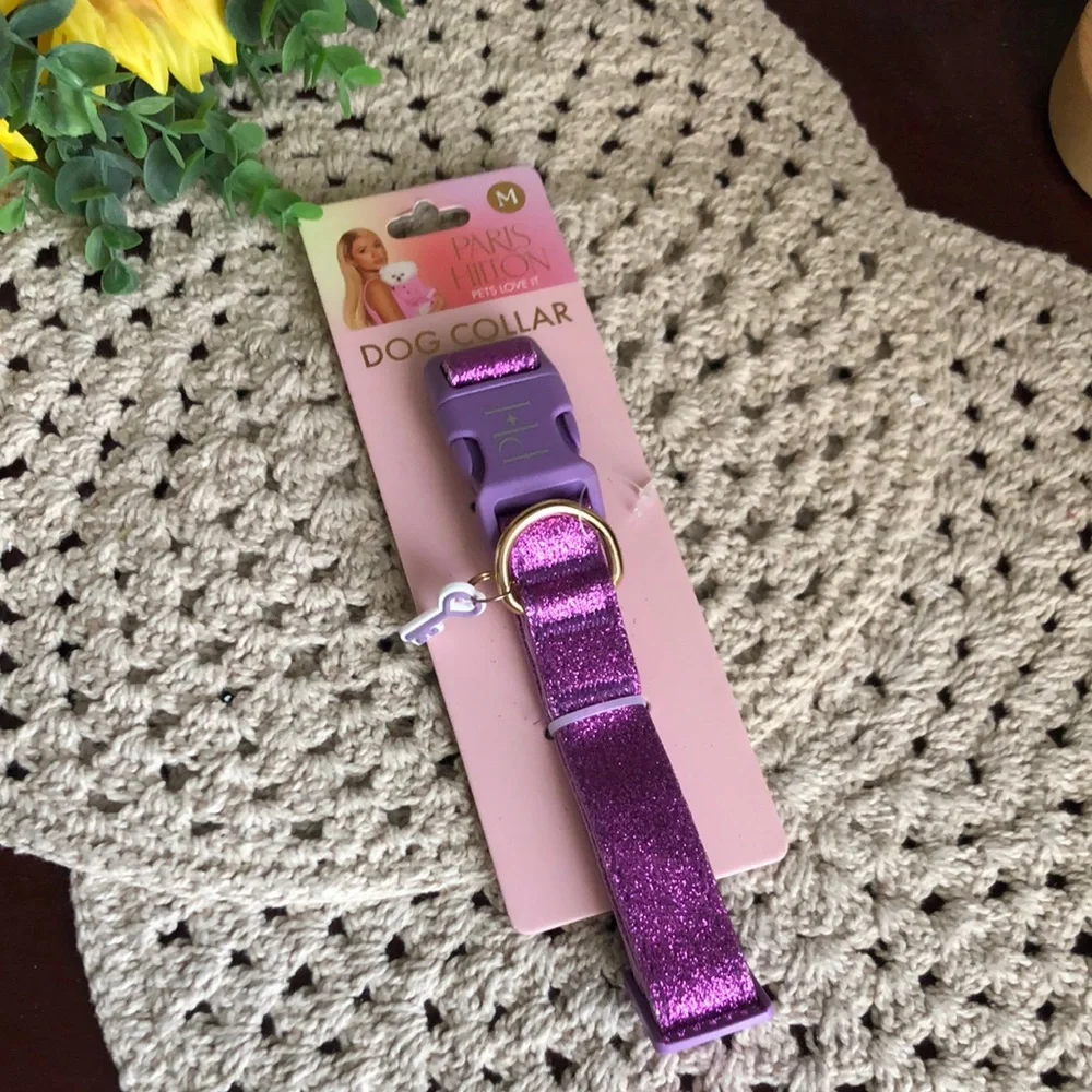 Paris Hilton Sparkly Purple Dog Collar SIZE M